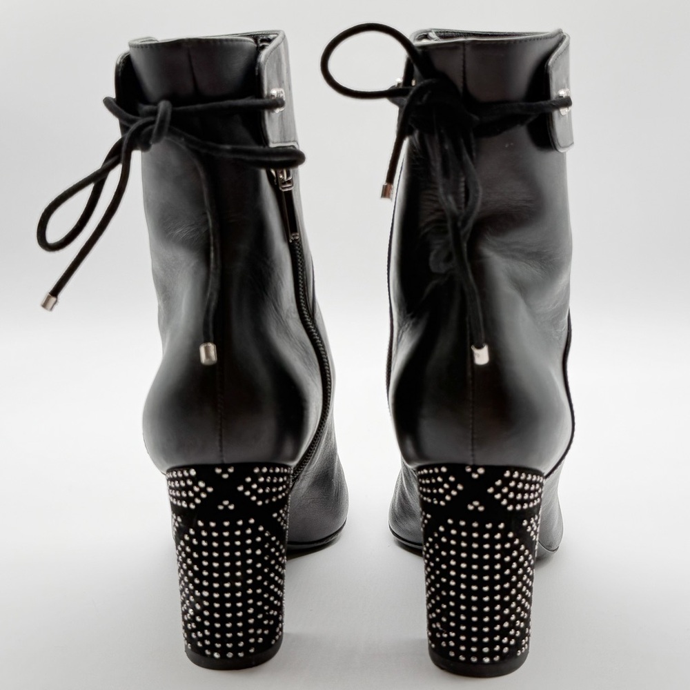 Christian Dior Stellar Ankle Boots Black Leather Studded Accent Heels EU 38 US 8 - Picture 4 of 14